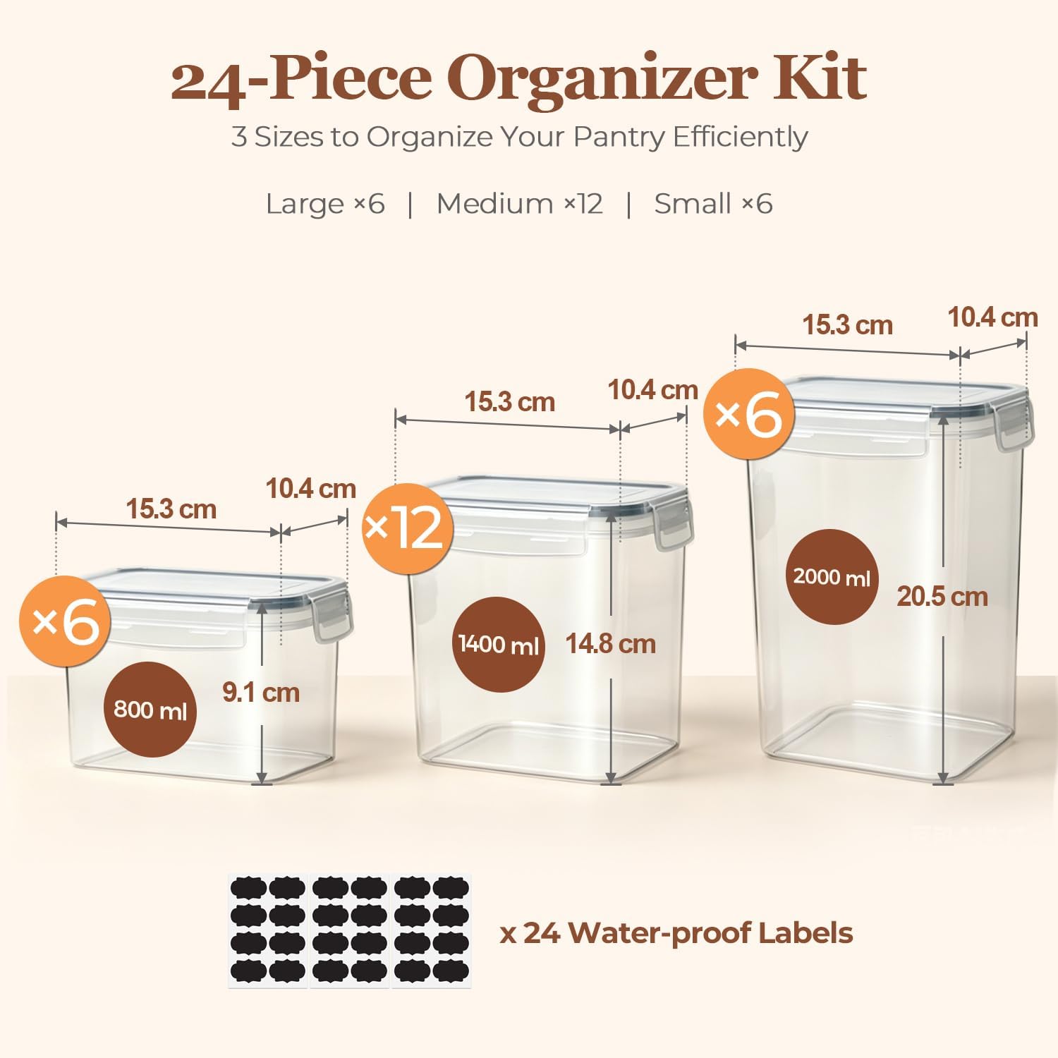 Thumbnail 1 de ComSaf Airtight Food Storage Containers, 24-Piece Set in Three Sizes