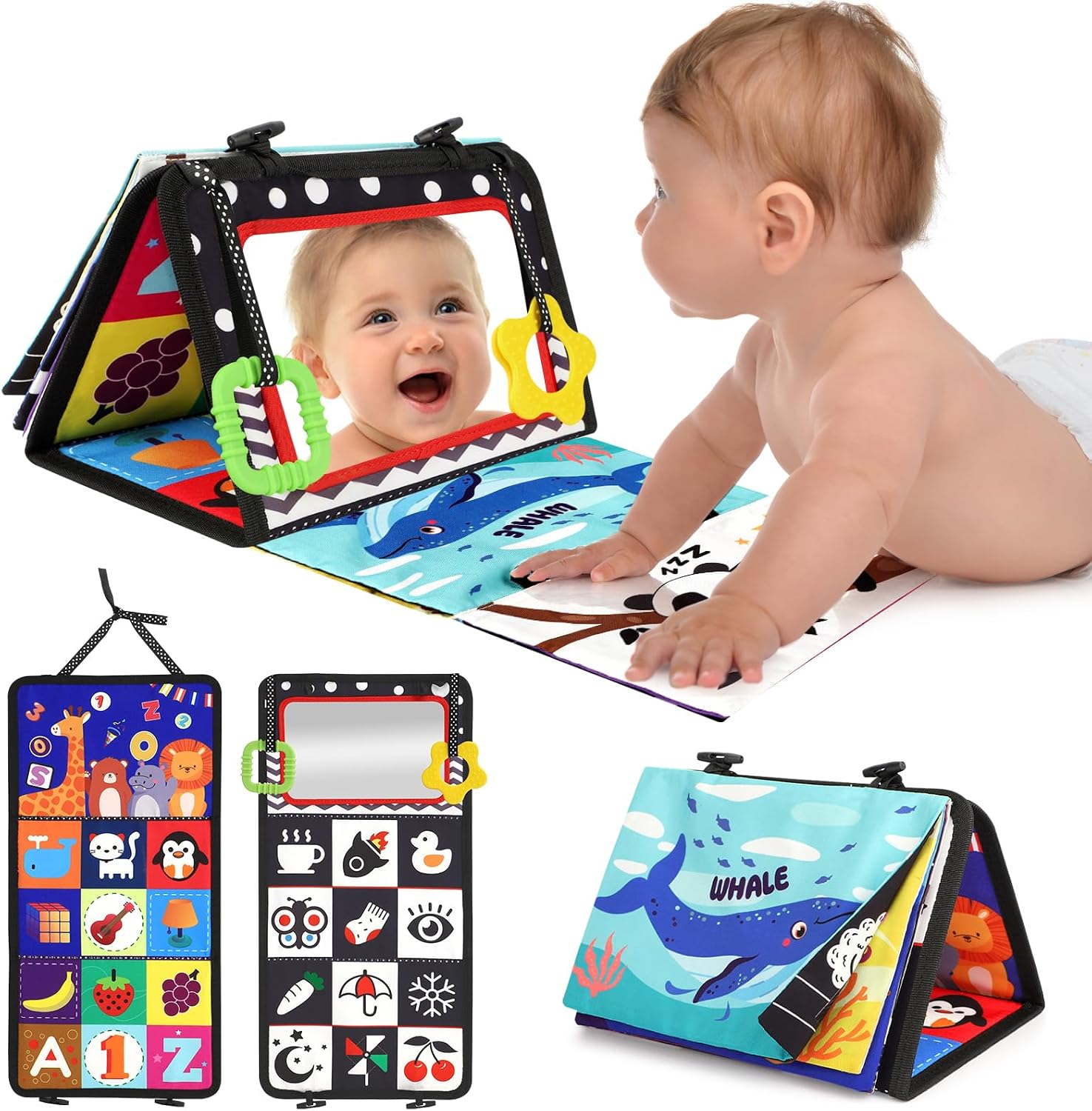 Detalle de URMYWO Tummy Time Toys black and white baby mirror 0–12 months