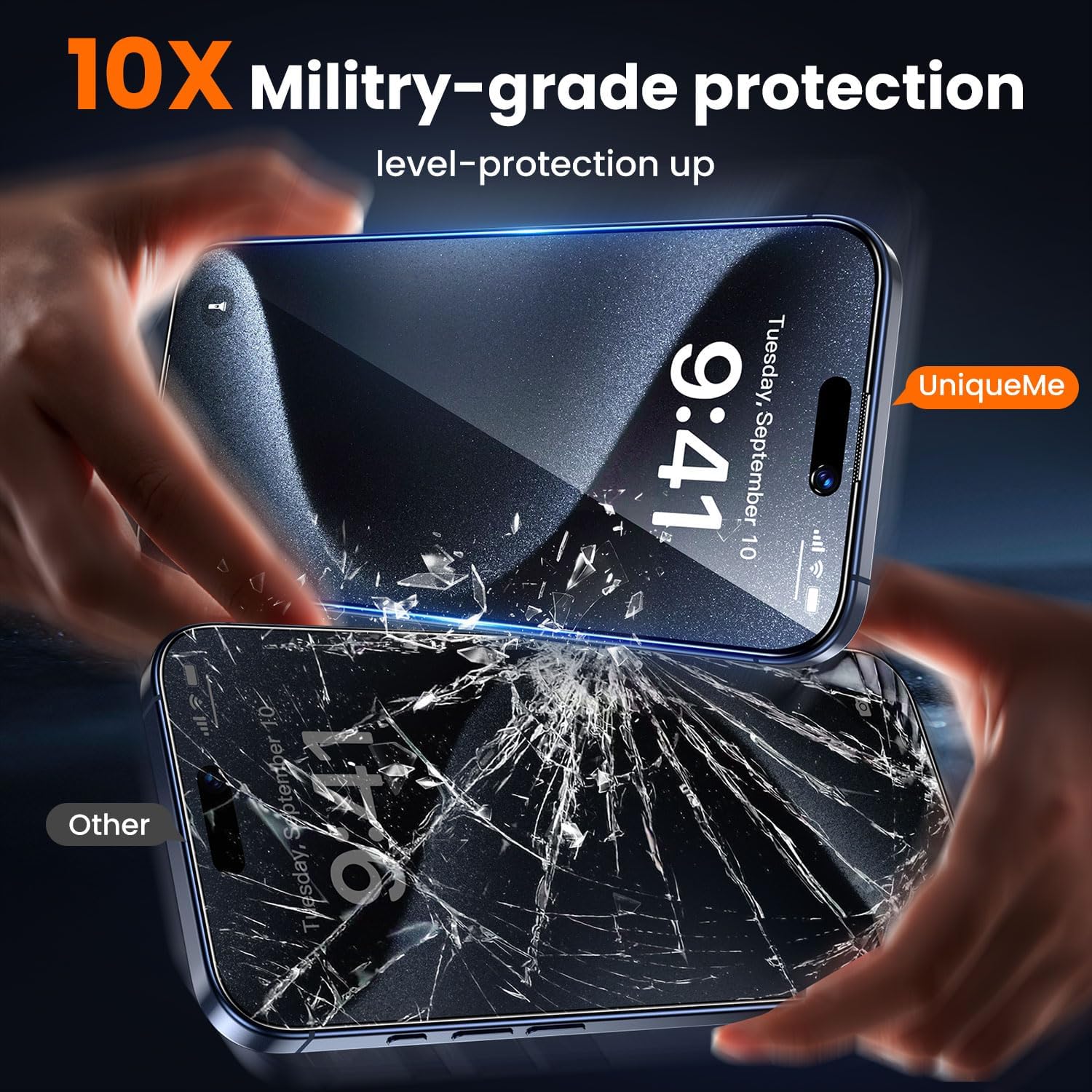 Detalle 2 de UniqueMe iPhone 15 Pro Privacy Screen Protector 2-pack