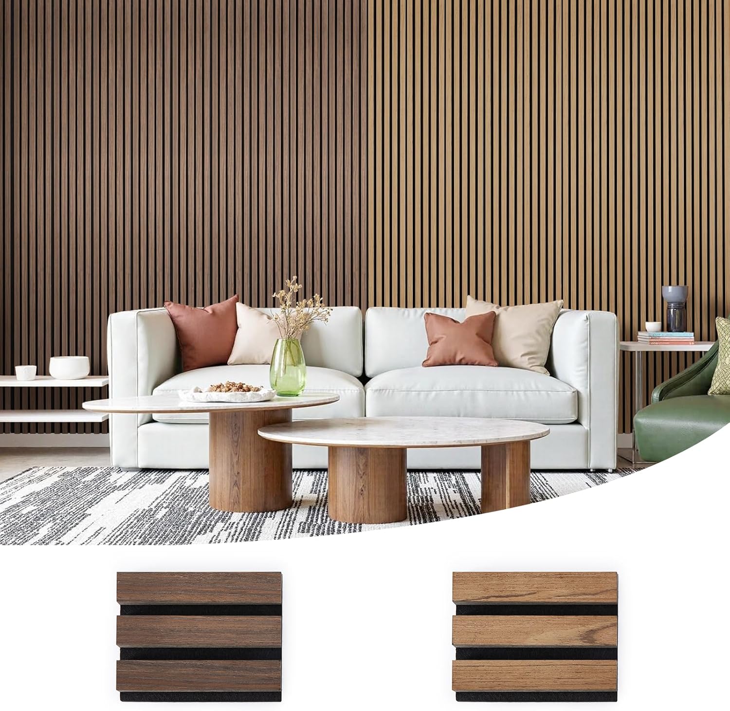 Thumbnail 6 de LARWORKS Akustikpaneele Holz (Walnuss), 2 Stück 120×60 cm – Wandpaneele zur Verbesserung der Raumakustik