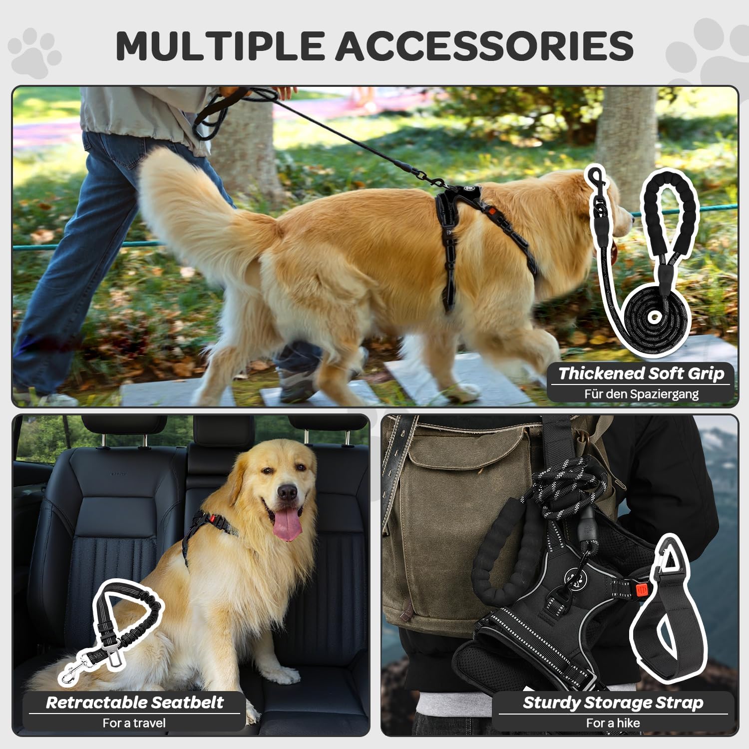 Detalle 2 de FURRYFECTION XL Anti-Pull Dog Harness for Large Dogs: Extra Strong, Reflective Front & Back Clips