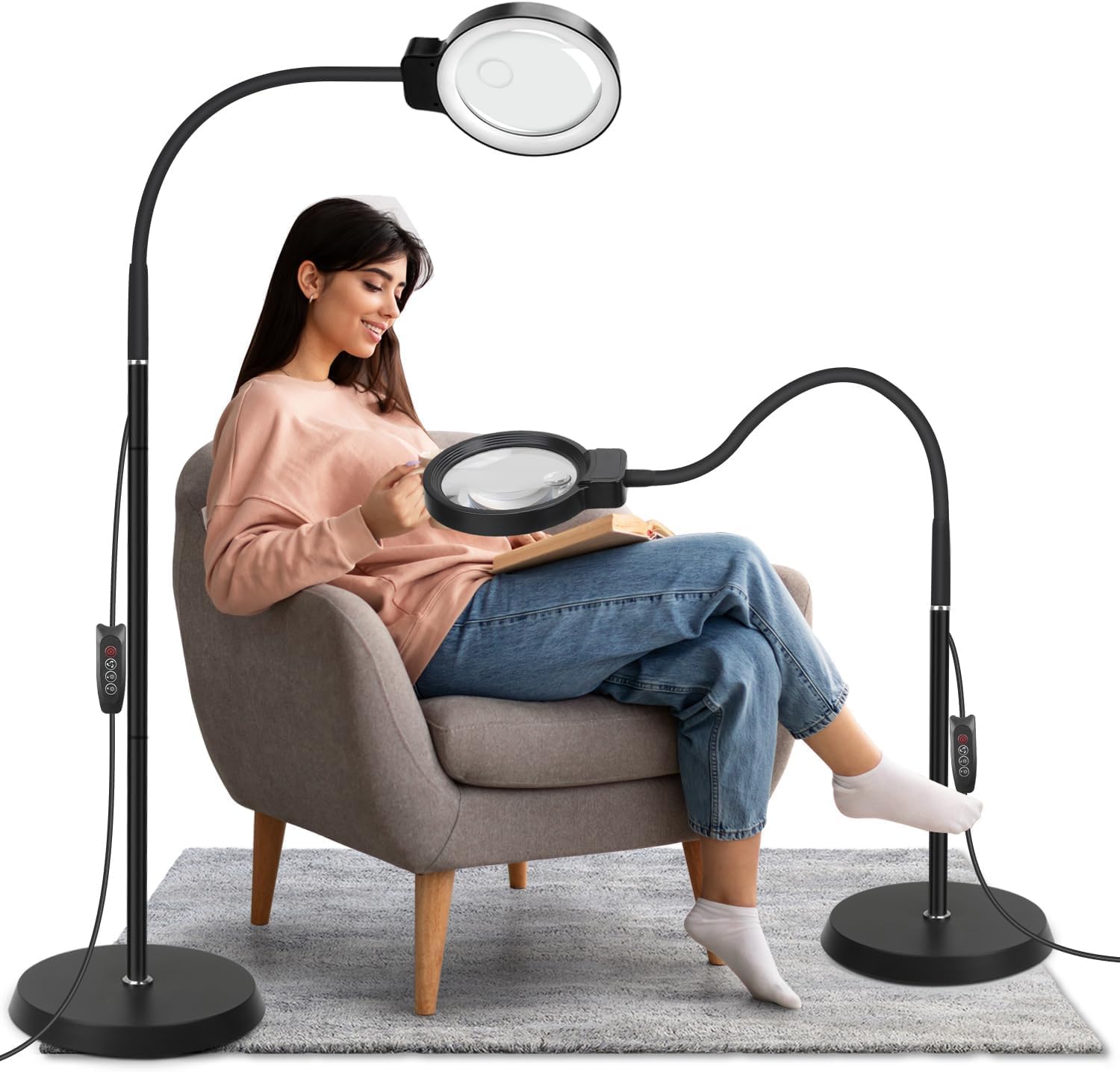 Detalle de GOI GOI033 Floor-Standing Magnifying Lamp, 10X/30X, 72 LEDs