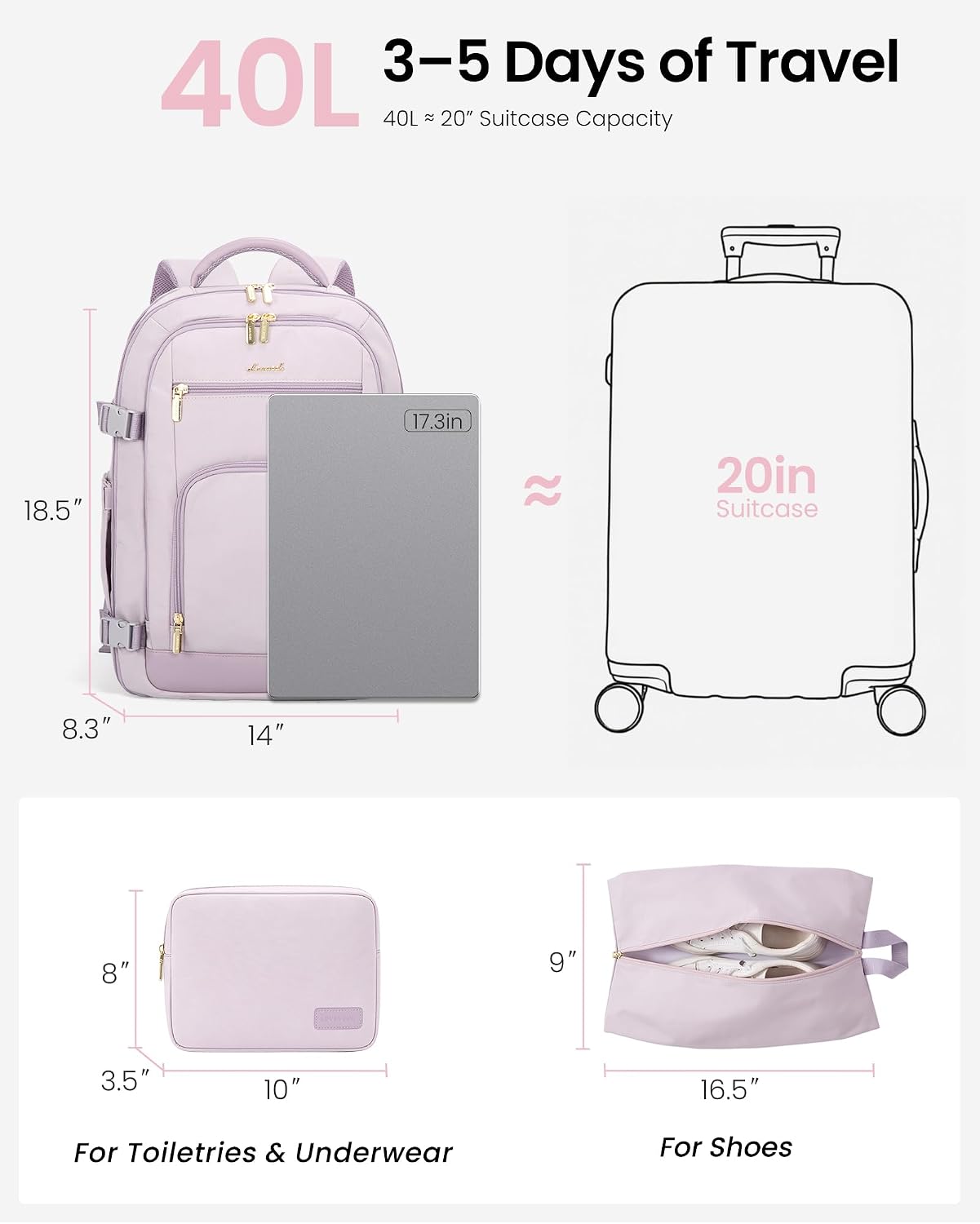 Thumbnail 5 de LOVEVOOK Travel Backpack 40L