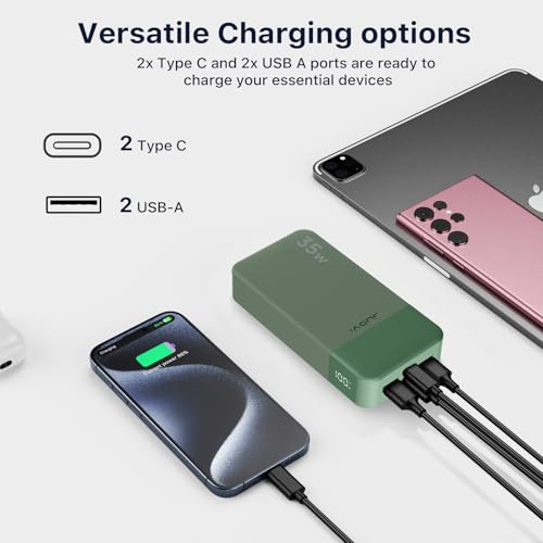 Detalle 1 de JUOVI J2651 Power Bank 35W ⚡ Batería 20000mAh Verde