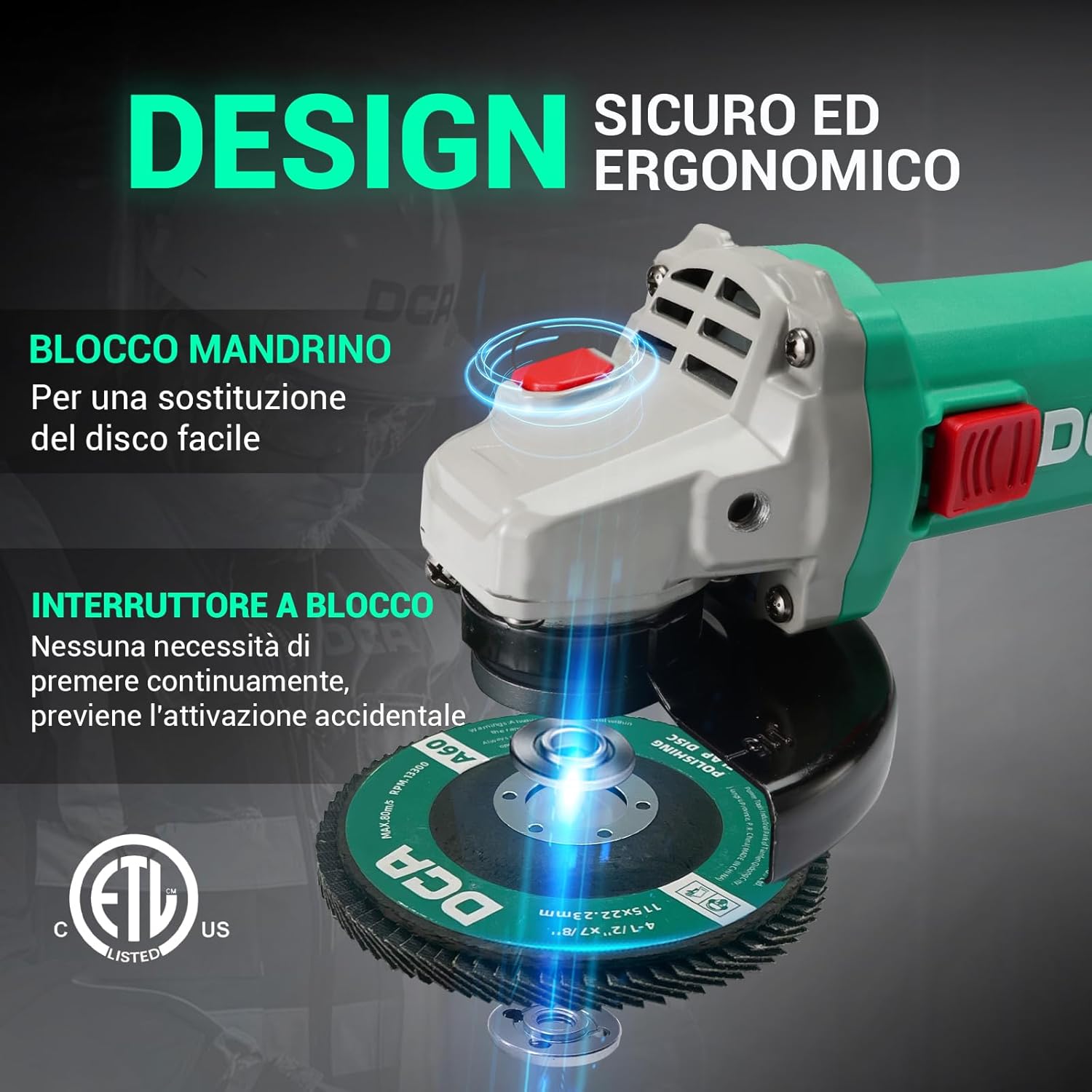 Thumbnail 2 de DCA Smerigliatrice Angolare 860W 125 mm 11.800 giri/min – corpo ultra-sottile da 1,6 kg con attacco M14