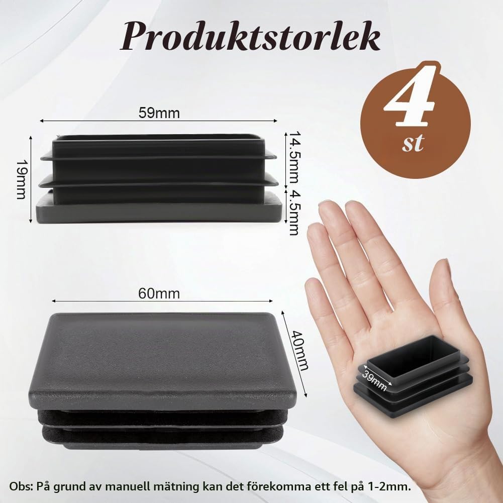 Detalle de OSDUE P2-4PCFX40MM240831-FBA rektangulära möbelpluggar i PE, 60 × 40 mm, 4-pack