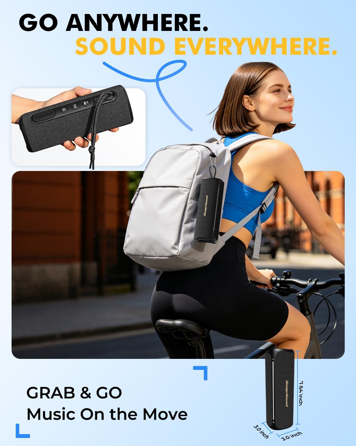 Detalle de StageSound Outdoor Bluetooth Lautsprecher „GoFree 2“ mit 40 W Peak, IP67, RGB & TWS Stereo