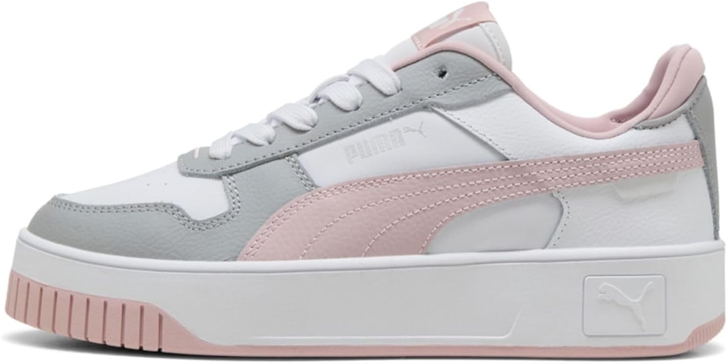 Detalle de PUMA Women Carina Street - Sneaker in pelle bianca con dettagli Puma Gold, taglia 38 EU