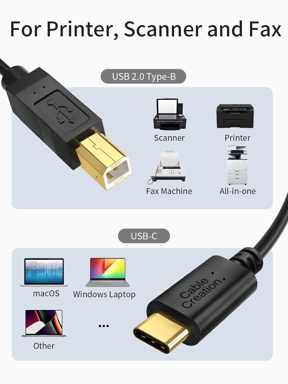 Thumbnail 5 de CableCreation USB B to USB C 2M