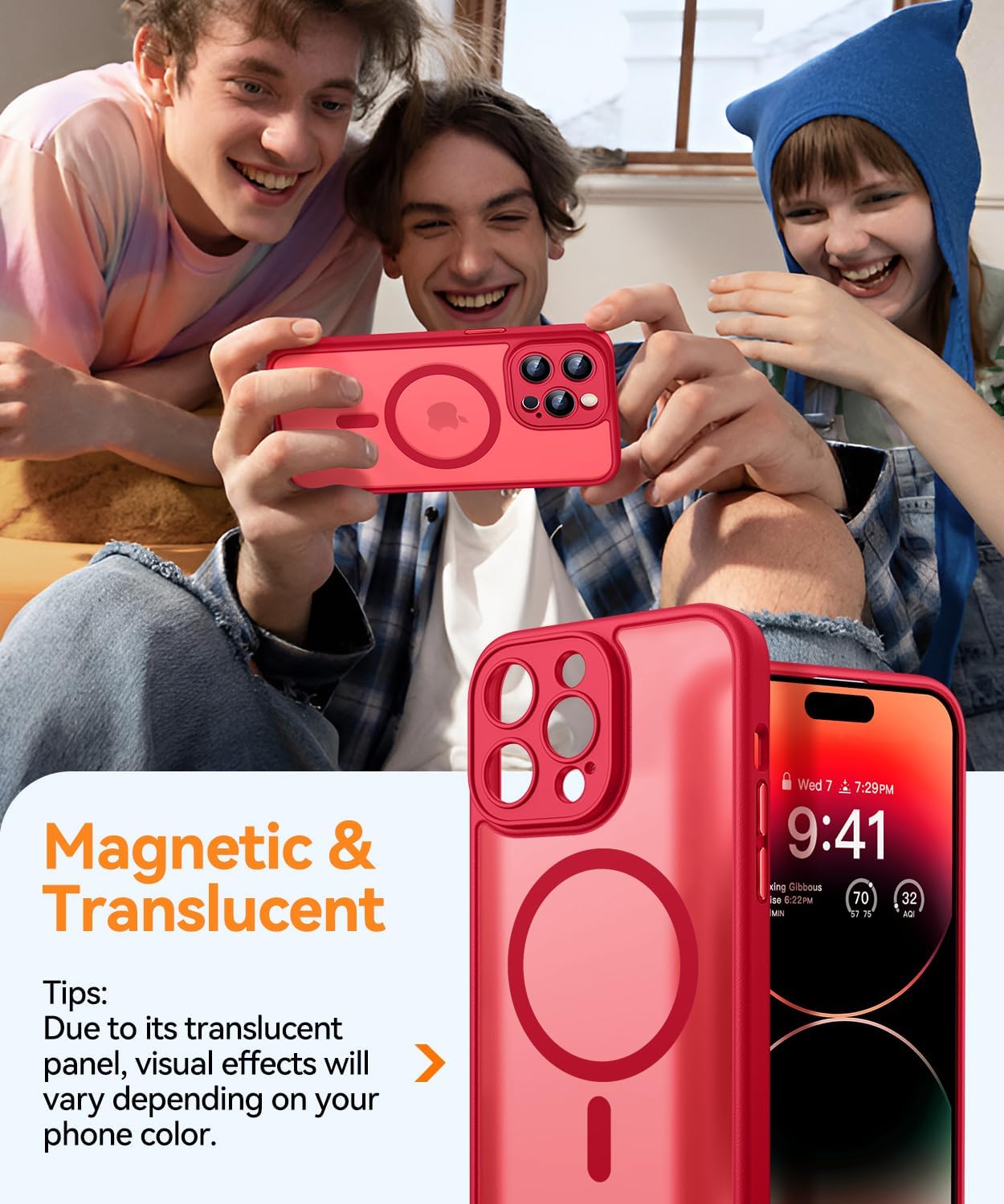 Thumbnail 2 de CANSHN Coque Magnétique pour iPhone 14 Pro 6,1'' : protection complète de la caméra et compatibilité MagSafe