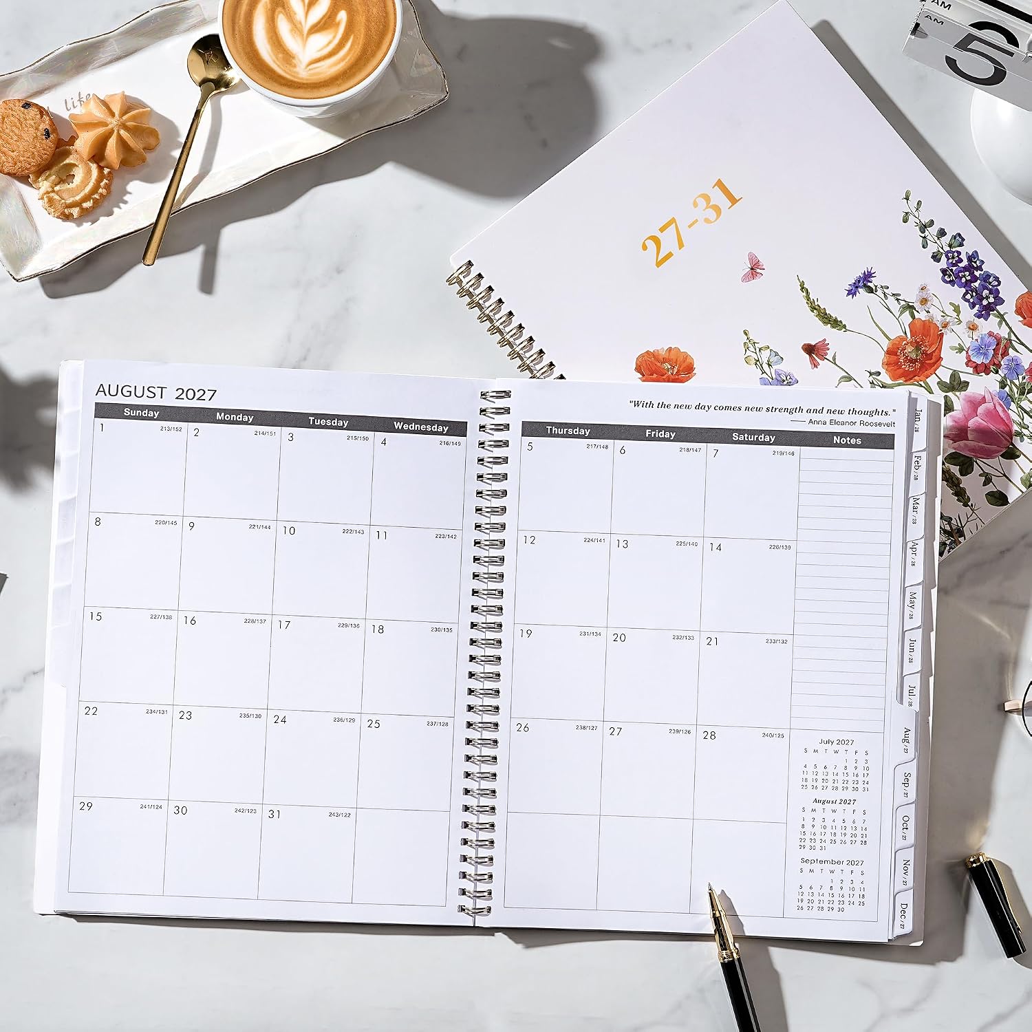 Thumbnail 6 de Planrage 2027–2031 Monthly Planner, 9" x 11", Floral Cover, Twin-Wire Binding