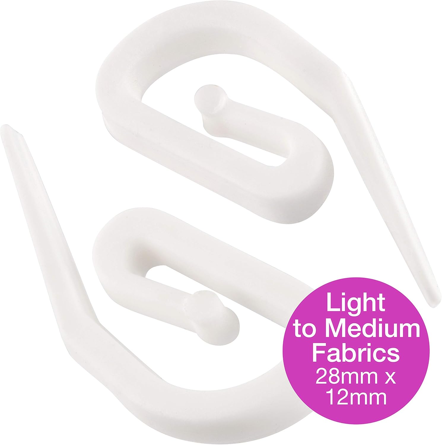 Thumbnail 2 de The Bead Shop White Plastic Curtain Hooks (Pencil Pleat) – Heavy-Duty Hooks for Header Tape, Window, Door & Shower Curtains, Pack of 100