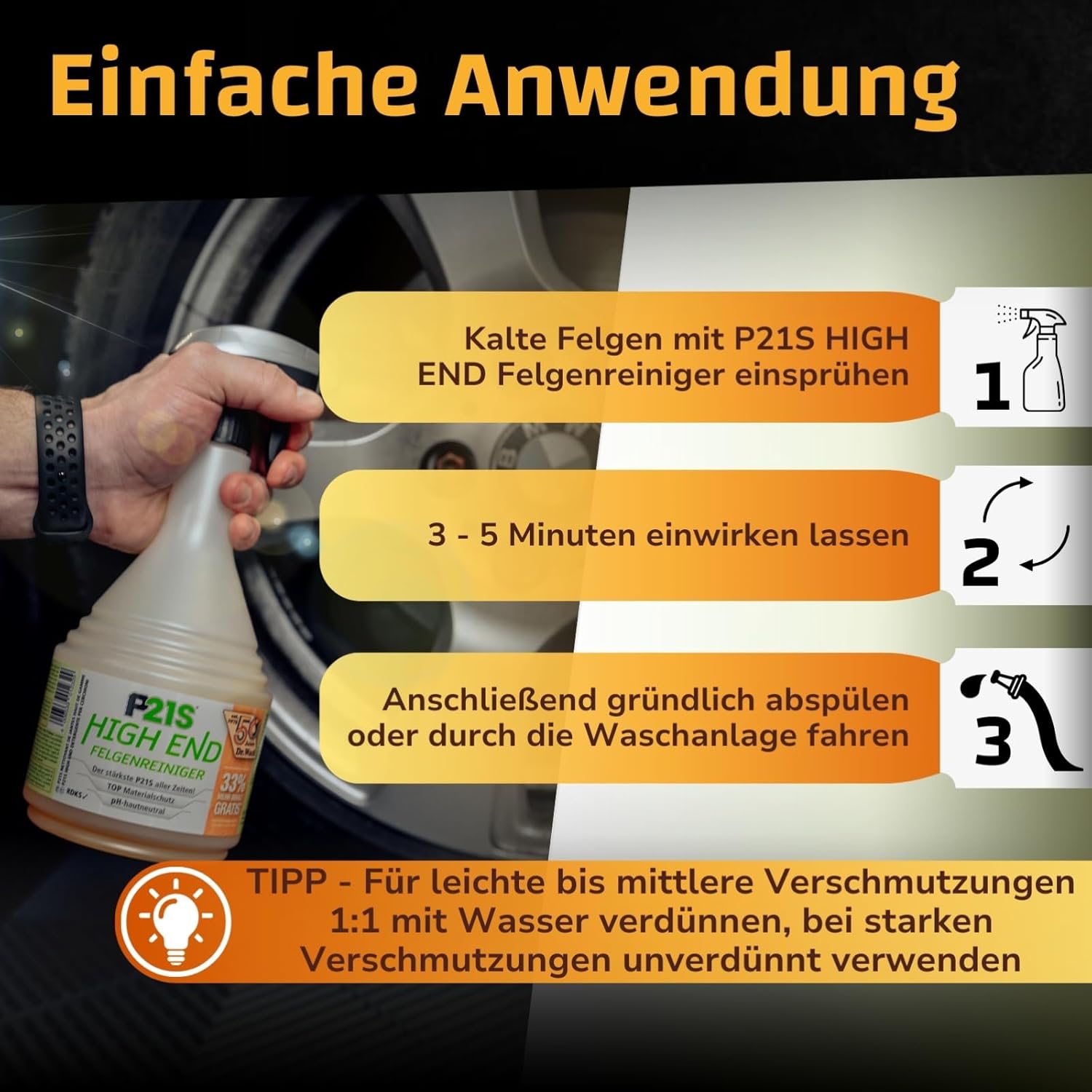 Thumbnail 3 de DR. WACK P21S HIGH END Felgenreiniger 1000 ml – Gel-Formel, Wirkindikator, pH-hautneutral
