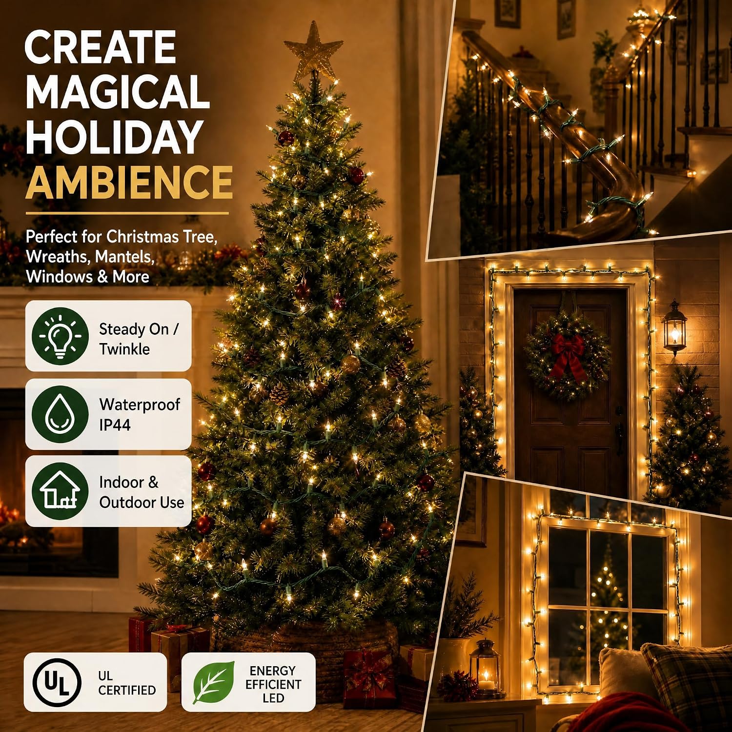 Thumbnail 4 de TW SHINE ZF-100-2/SB Incandescent Christmas Lights, 100 Warm White Bulbs, 20 ft