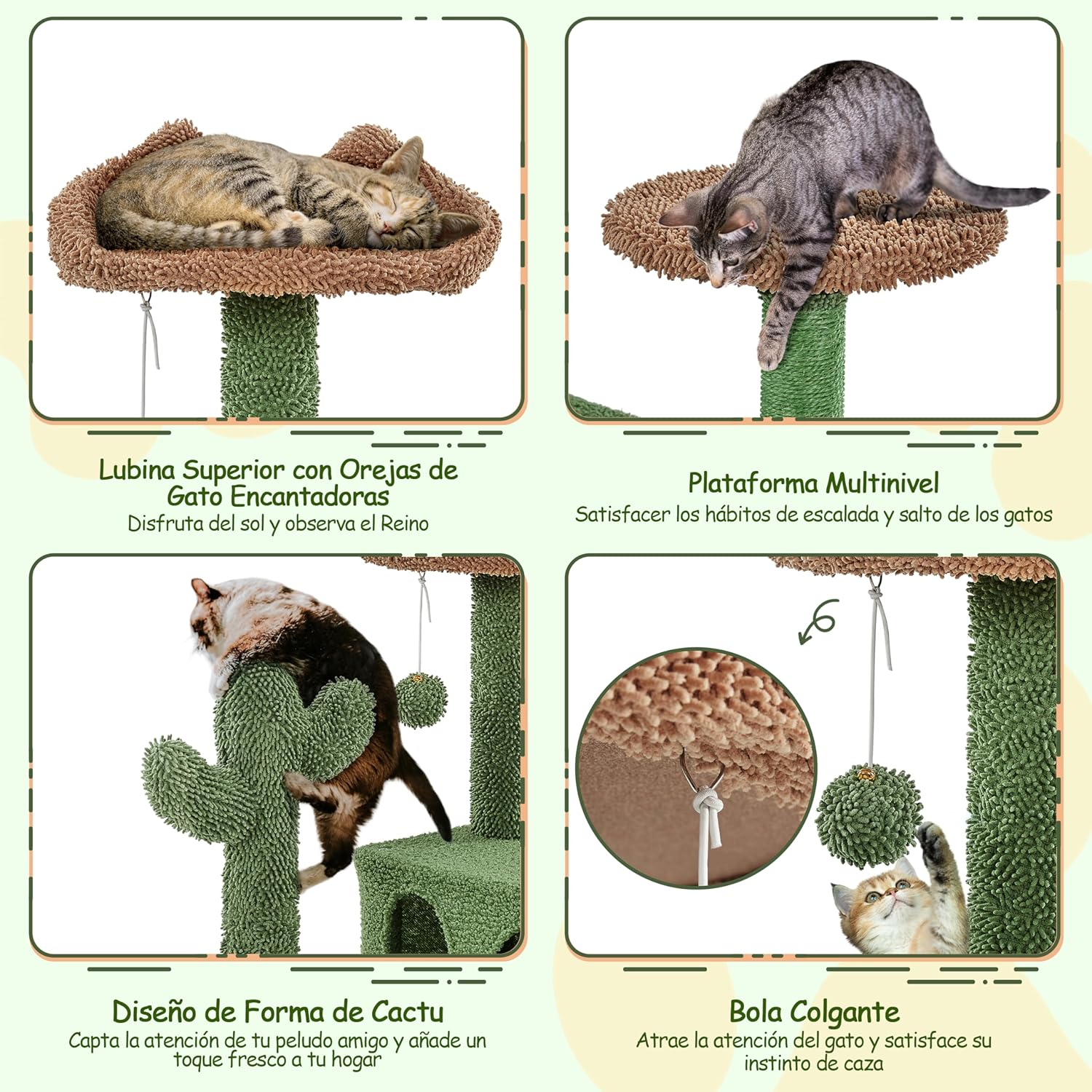 Thumbnail 4 de Yaheetech Árbol Rascador cactus felpa 138 cm