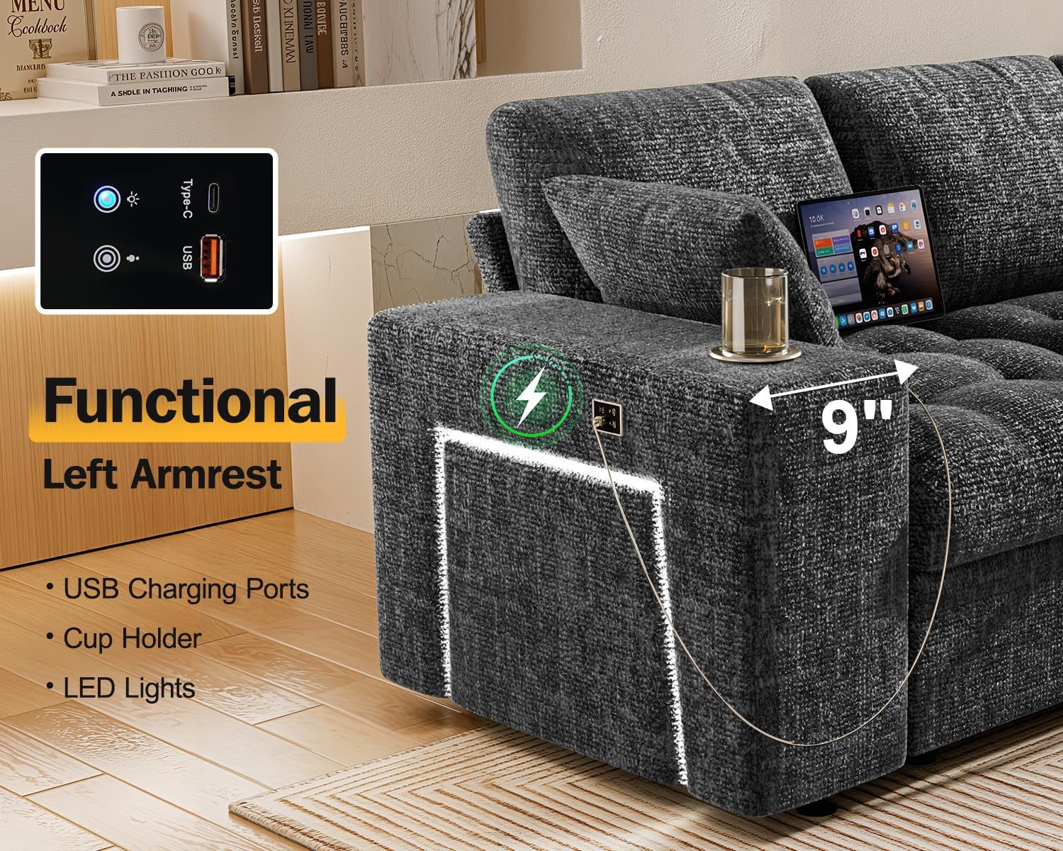 Thumbnail 5 de Vipbear Sectional Sleeper Sofa 111-Inch
