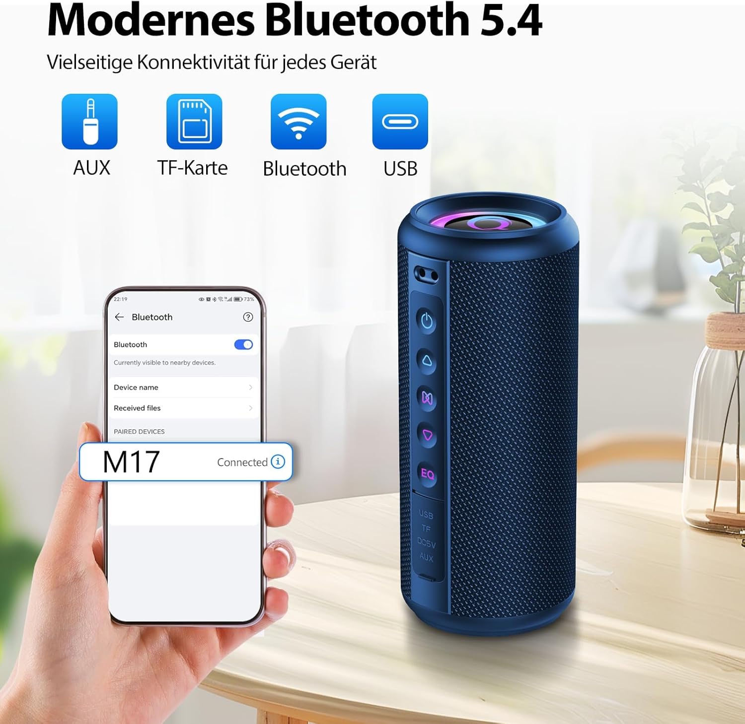 Thumbnail 5 de Bluetooth Lautsprecher 2026 Musikbox – 360° Hi‑Fi Klang, IPX7, 30 Std Akku, RGB Licht, Bluetooth 5.4
