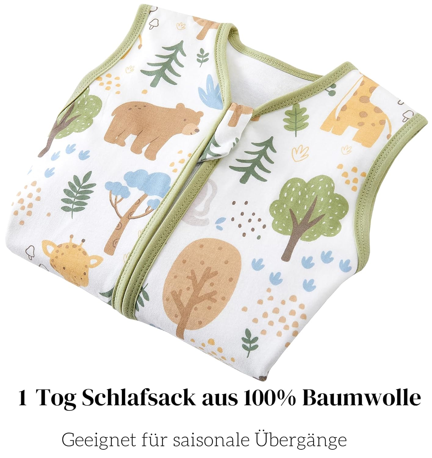 Detalle 2 de Chilsuessy Schlafsack 1 Tog – Ganzjahres Baby Schlafsack aus 100% Baumwolle, 110 cm, Giraffe Motiv