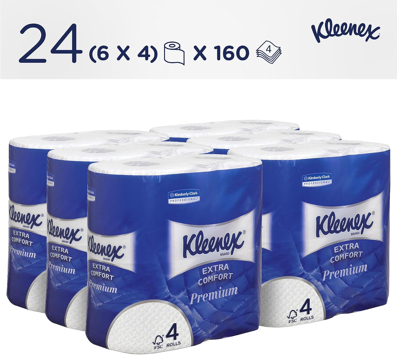 Detalle 2 de Kleenex 4‑Ply Quilted Toilet Roll 24-pack 🧻