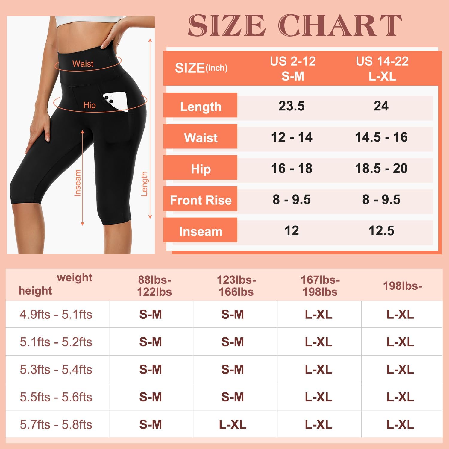 Thumbnail 5 de DHSO Women's Knee-Length Leggings, High-Waisted Spandex, 3-Pack