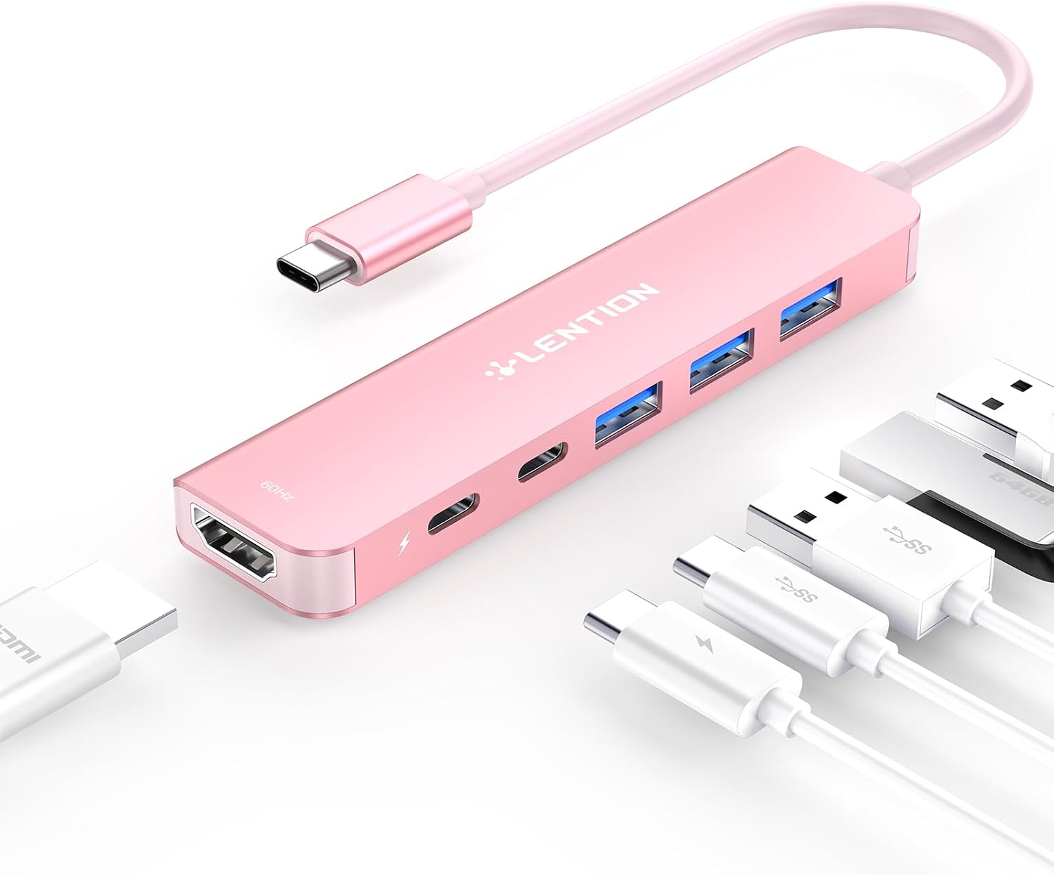 Detalle de LENTION hub USB C HDMI 4K 60Hz PD 100W