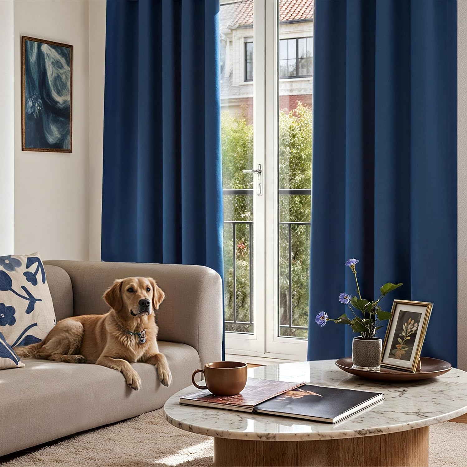 Detalle 2 de TOPICK Blackout Curtains Navy 2 Panels
