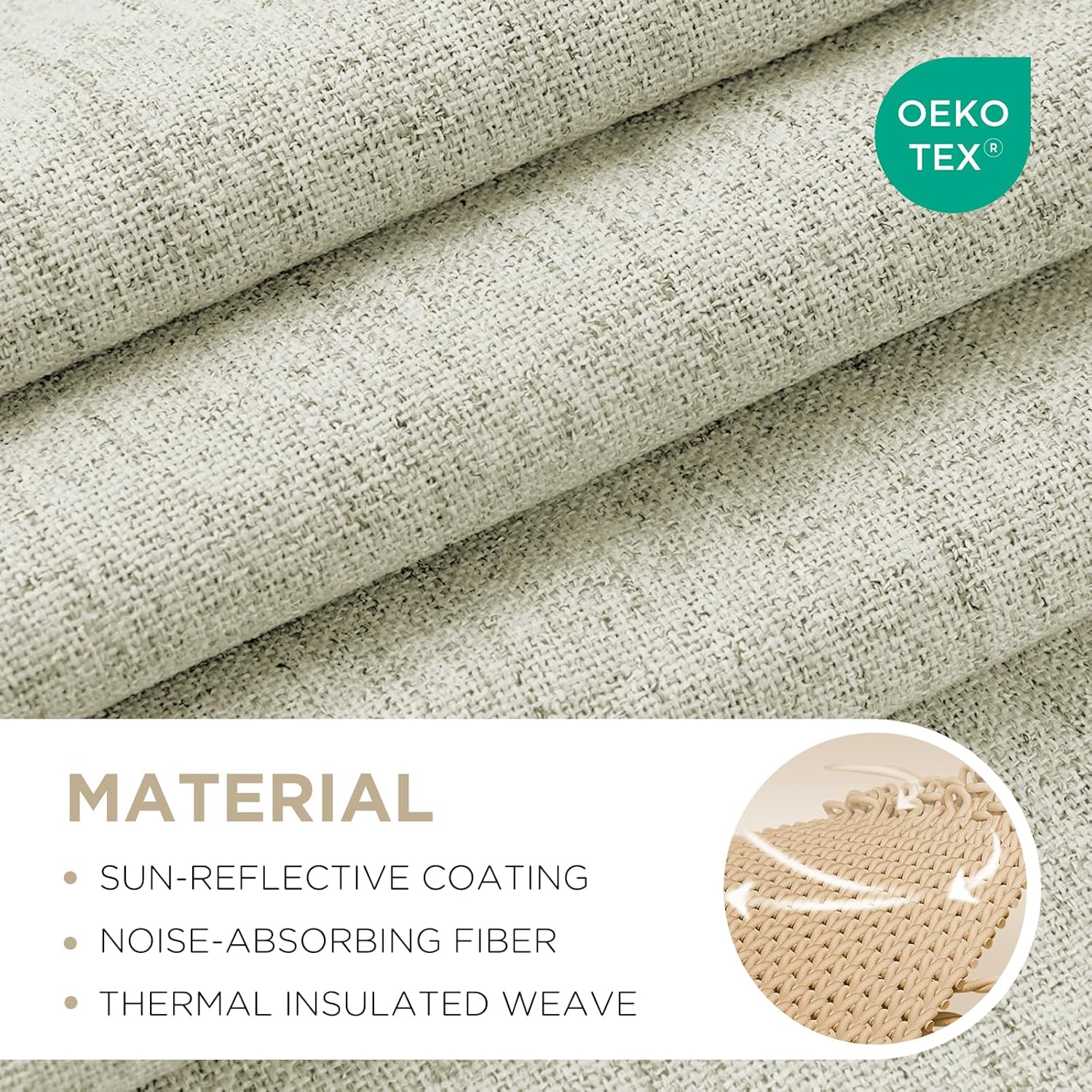 Thumbnail 1 de Joydeco Faux Linen Blackout Curtains, 52"W x 120"L, Light Beige, 2-Pack