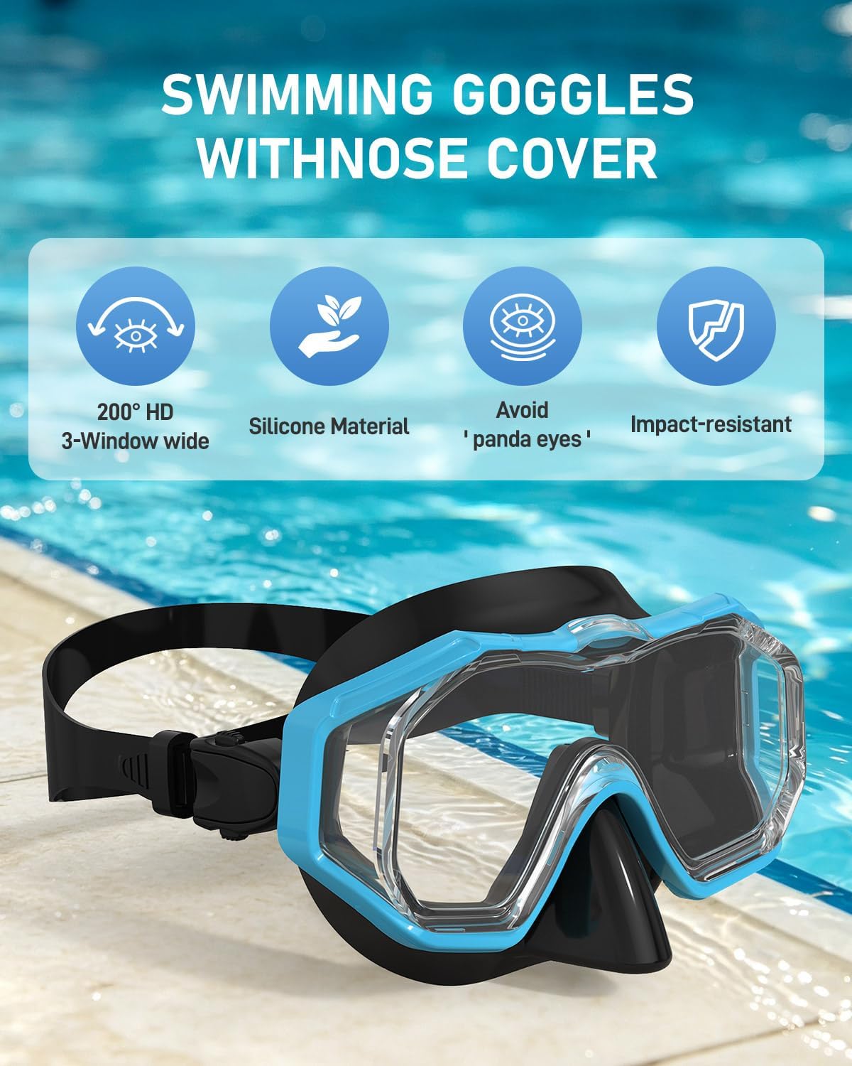 Thumbnail 6 de WSTOO Adults Swim Goggles with Nose Cover (3-Lens, Anti-Fog, Leak-Proof) for Youth & Adults