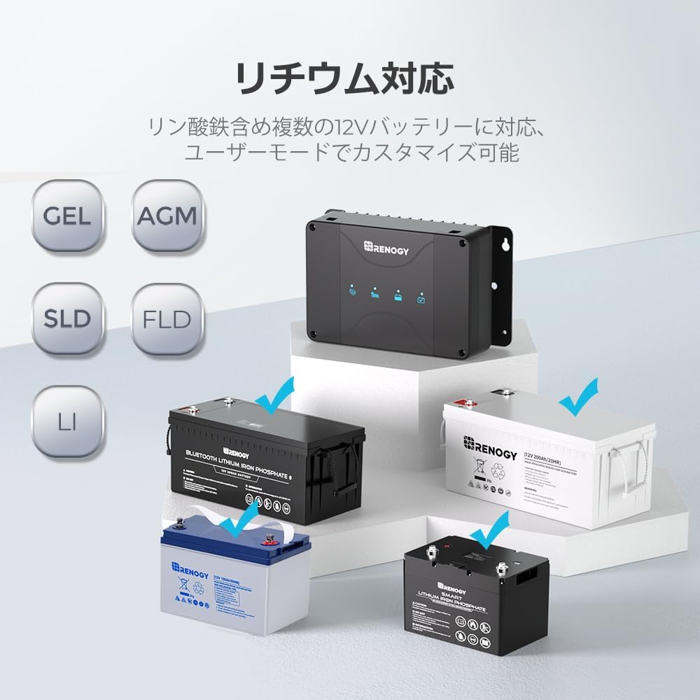 Detalle 1 de RENOGY RBC50D1S-G1-JP-FBA 12V 50A DC-DC走行充電器、MPPTソーラー充電対応