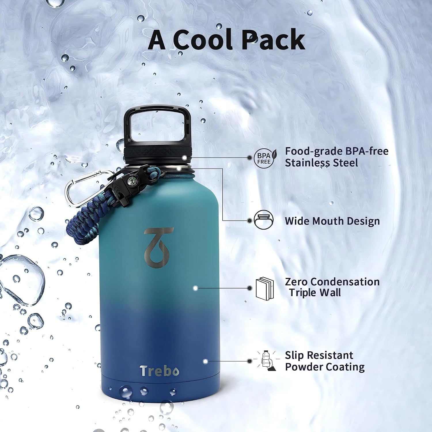 Thumbnail 4 de Trebo Insulated Water Bottle 2 L Half Gallon