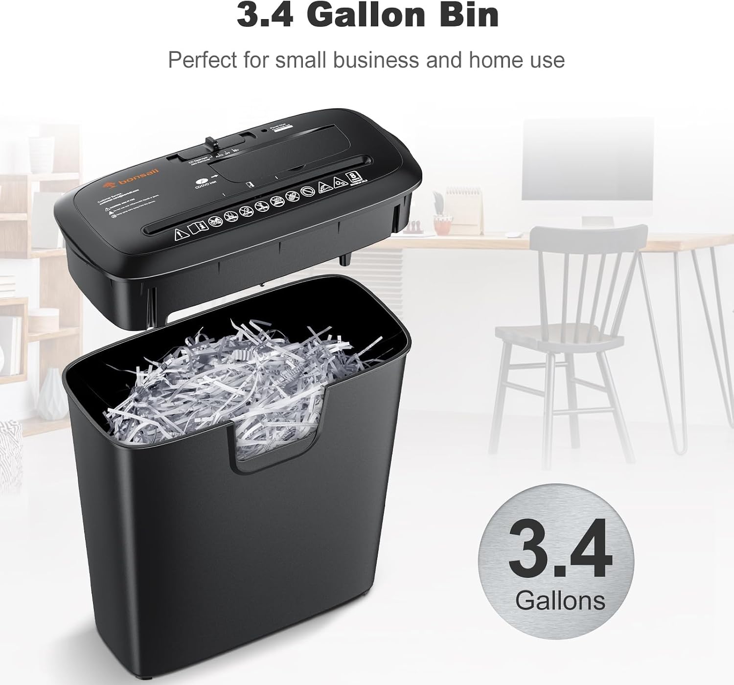 Thumbnail 6 de bonsaii S120-C 8-Sheet Strip-Cut Paper Shredder with 3.4-Gallon Bin