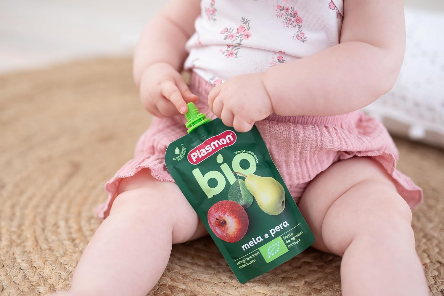 Detalle de Plasmon BIO Pouch Mela Pera 100g (6 Pezzi): snack bio per bambini