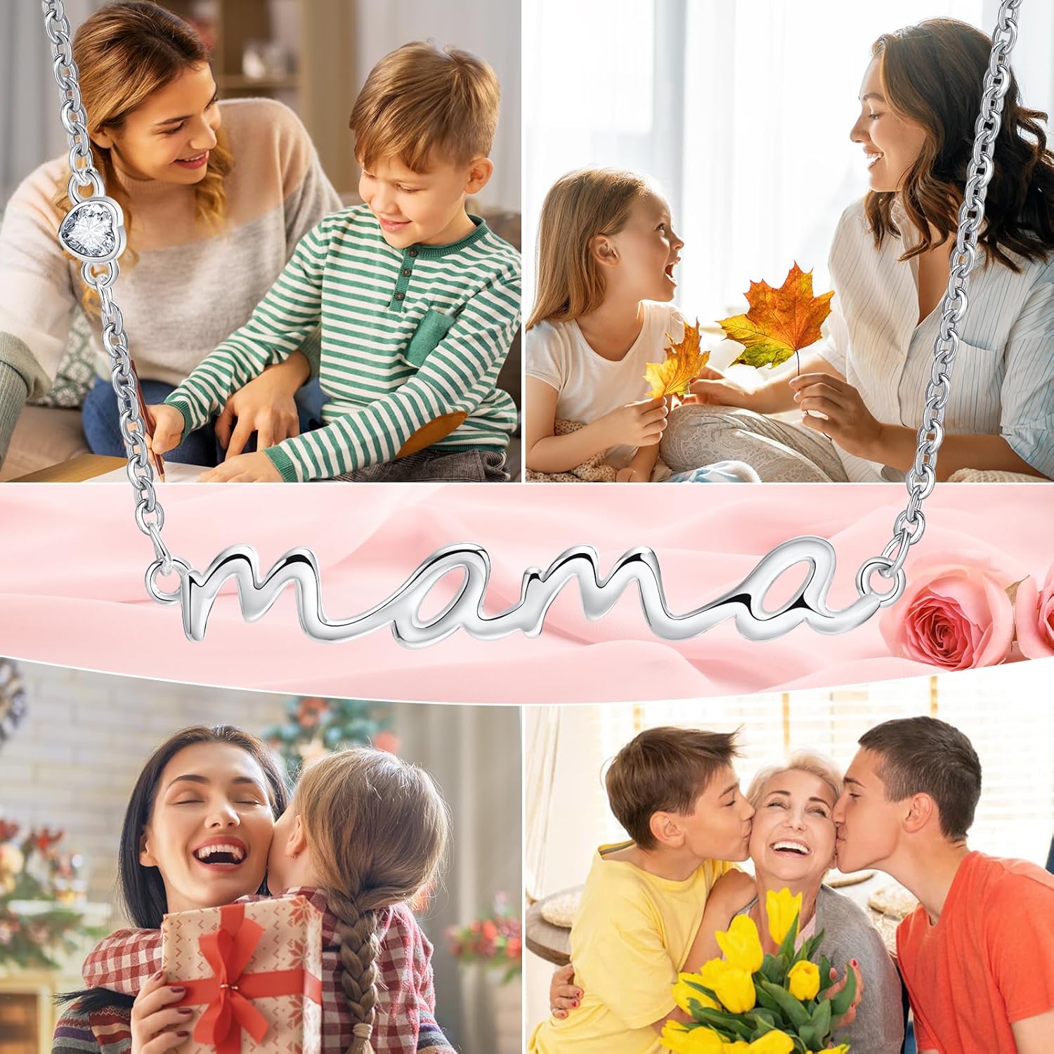 Thumbnail 6 de VNOX Muttertagsgeschenk Mama Kette aus 925 Sterling Silber mit Mama-Anhänger
