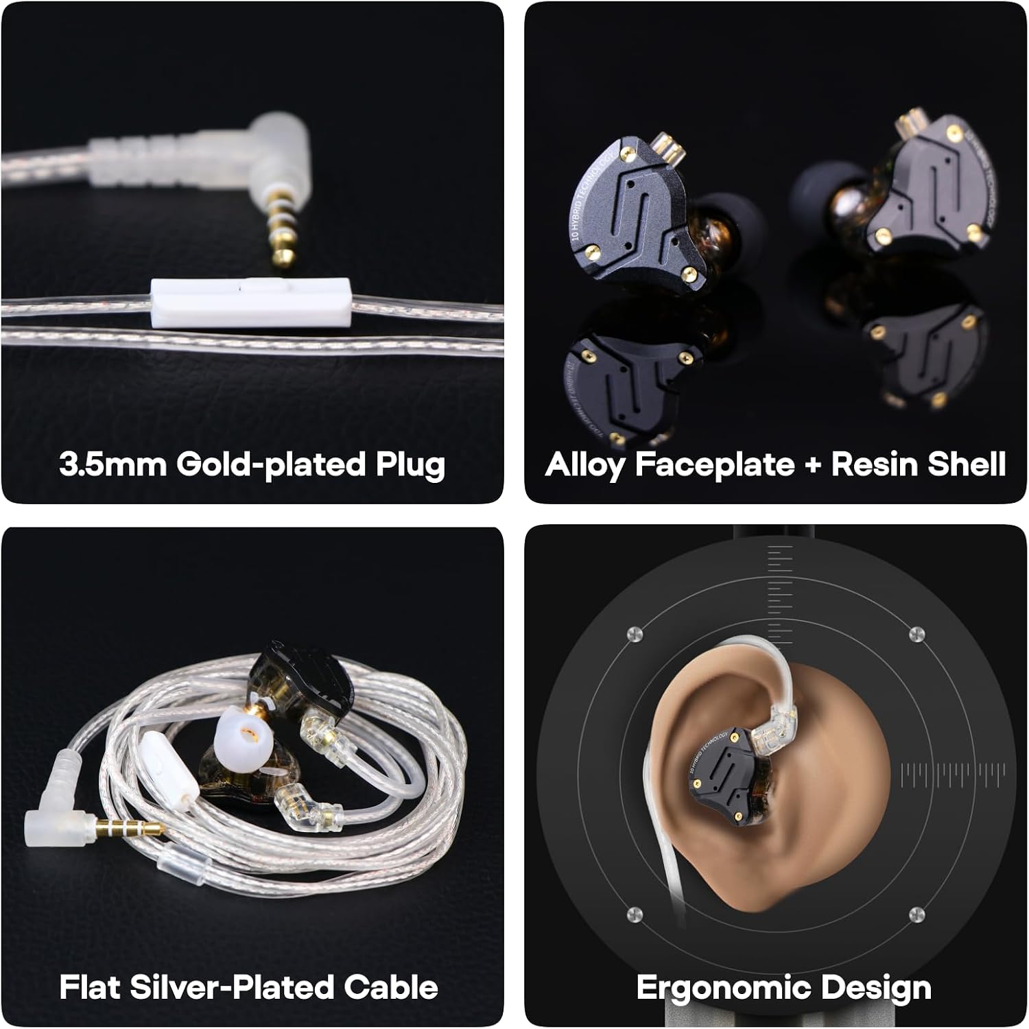 Detalle de Linsoul KZ ZS10 Pro X Upgraded 1DD+4BA — IEM hybride avec façade en alliage et câble à double broche détachable