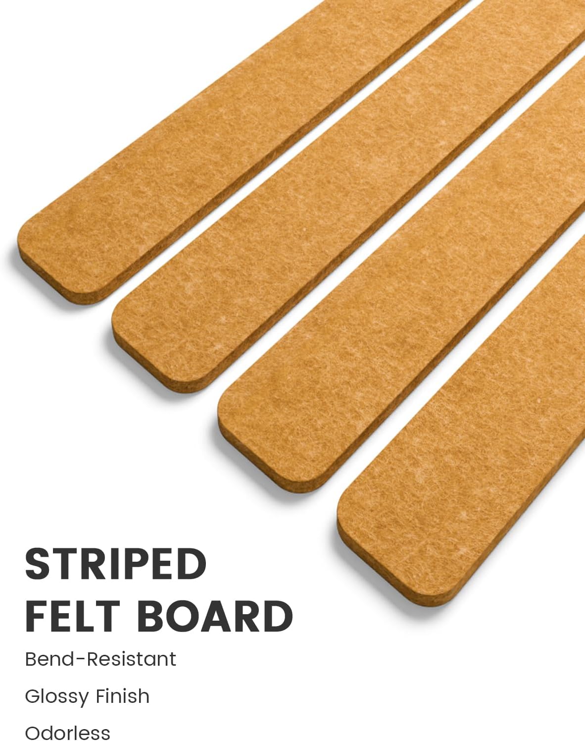 Detalle de Fluxynara Cork Board Alternative Felt Strip Board 5-Pack (33 x 5 cm) in Sunset Yellow