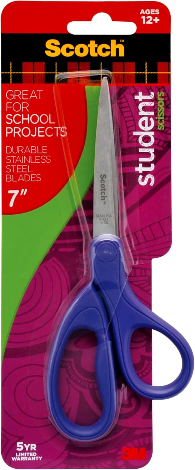 Detalle de Scotch 1407S-MIX 7-Inch Student Scissors, Stainless Steel Blades, 6-Pack
