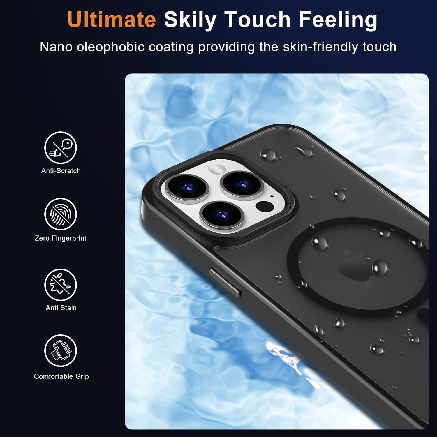 Detalle 2 de MOCCA iPhone 15 Pro Max Magnetic Case, Titanium Black, MagSafe Compatible