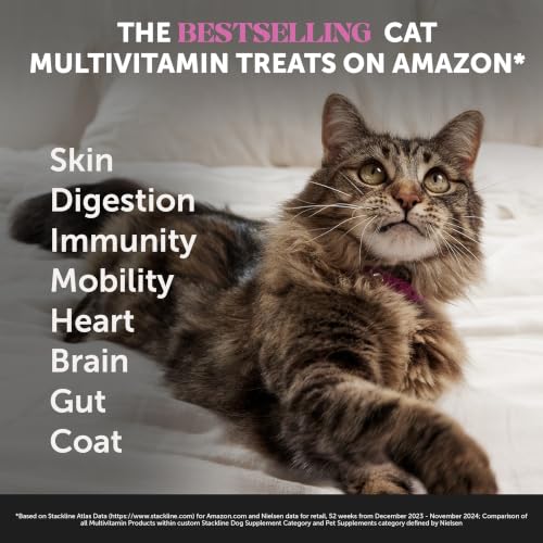 Detalle de Pet Honesty Cat Multivitamin Crunchy Creamy Chews — Daily Cat Vitamins with Lysine, Prebiotics, Omega 3, 30-Day Supply