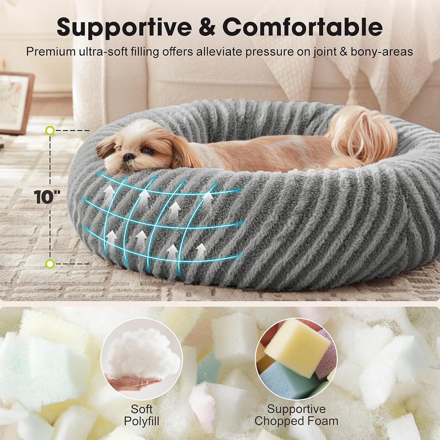 Thumbnail 1 de Pawk Large Donut Dog Bed with Waterproof Cover, 20cm High Side (76x76x20cm)