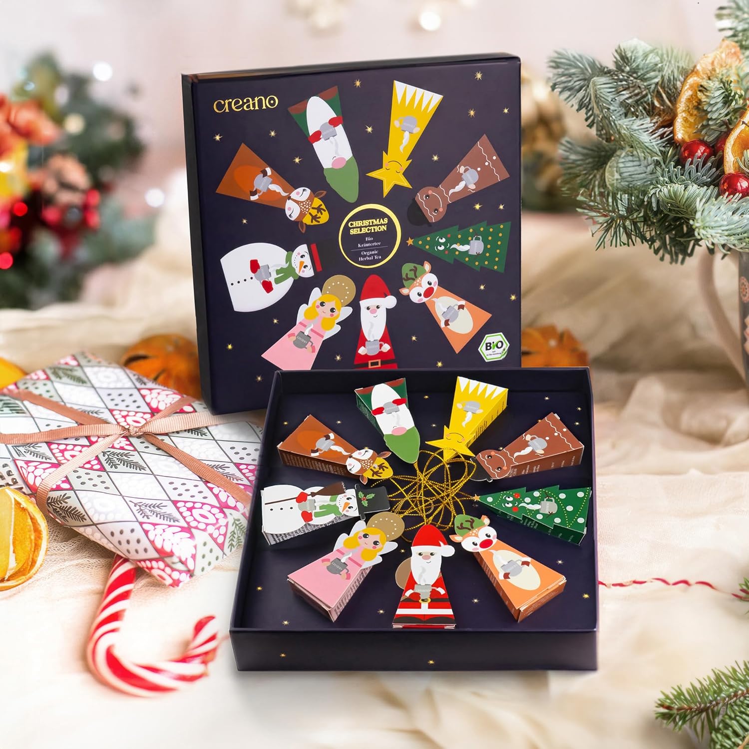 Thumbnail 6 de Creano Bio Wintertee Geschenkset „Niedliche Weihnachtsfiguren“ – 9 Pyramiden-Teebeutel in 9 Sorten