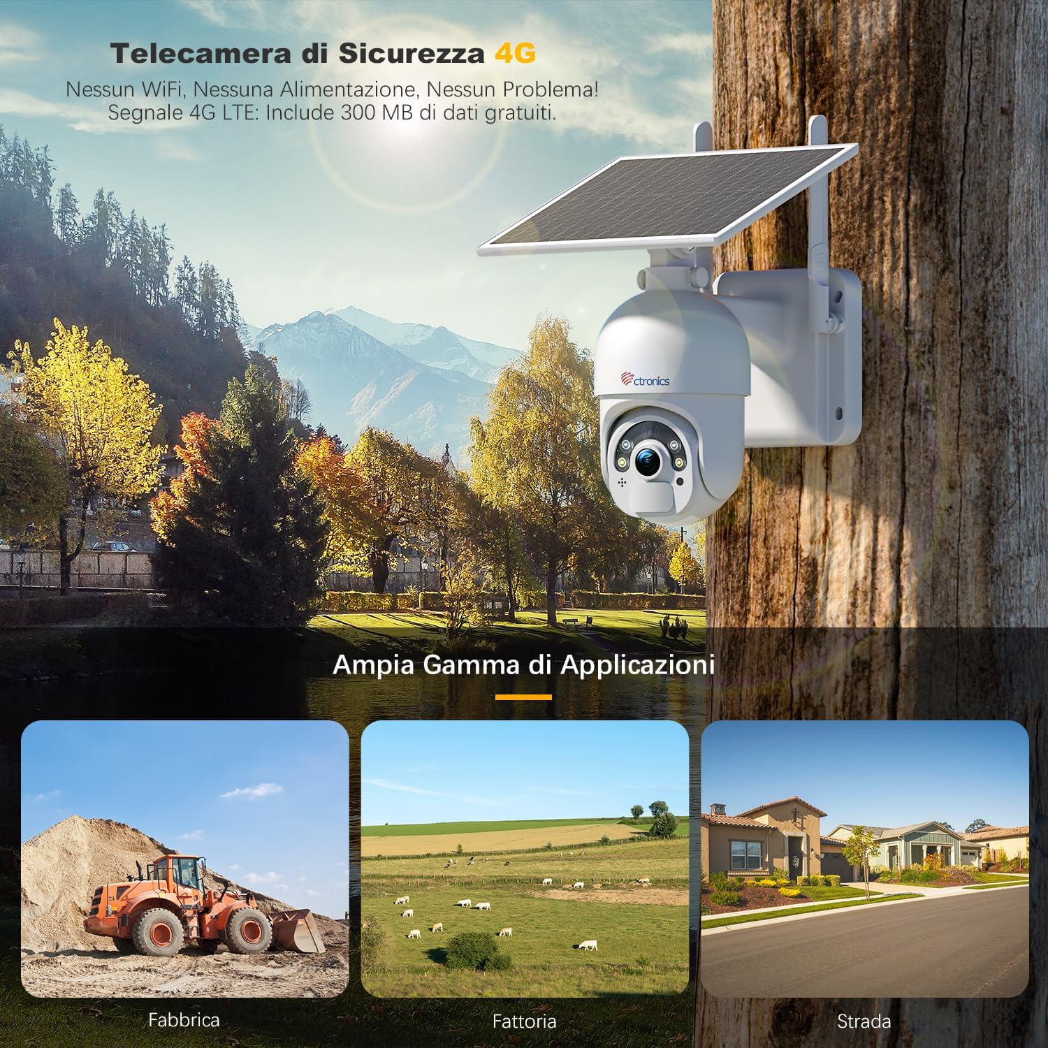 Thumbnail 1 de Ctronics 2,5K 4MP telecamera 4G LTE