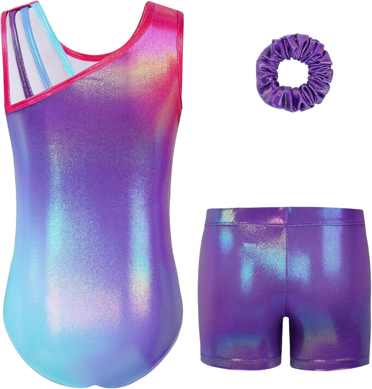 Thumbnail 5 de Gogokids Girls’ Three-Piece Gymnastics Set (Sleeveless Leotard, Shorts & Hairband) for ages 3–12
