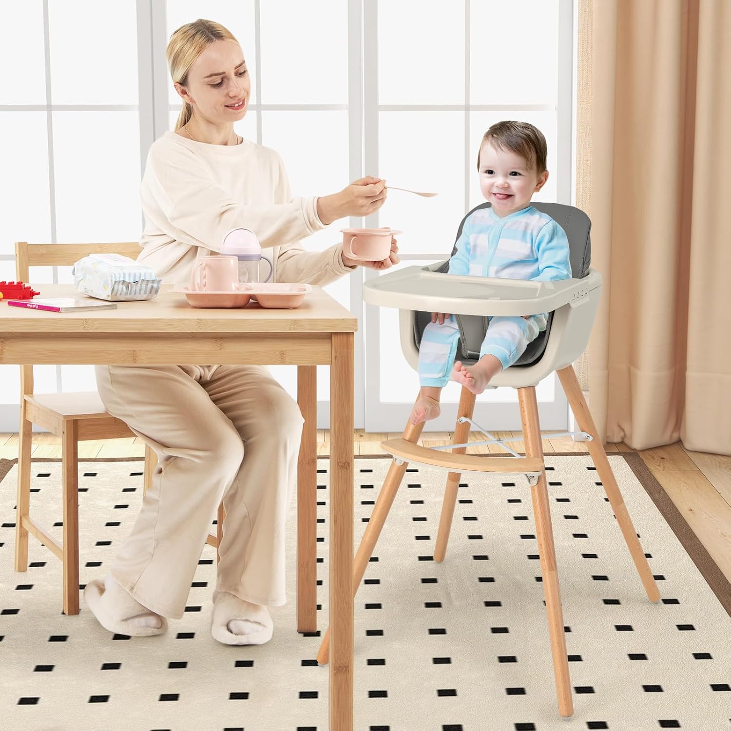 Thumbnail 5 de HONEY JOY 6-in-1 Convertible Baby High Chair with Removable Tray, Dark Gray