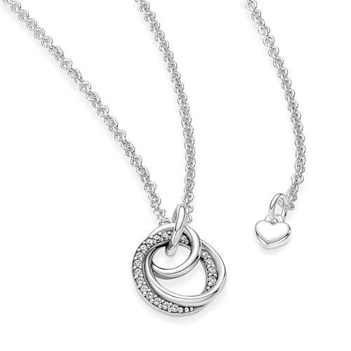 Detalle de PANDORA 391455C01-60 Circles Anhänger Halskette mit Anhänger – schlichte Eleganz für den Alltag