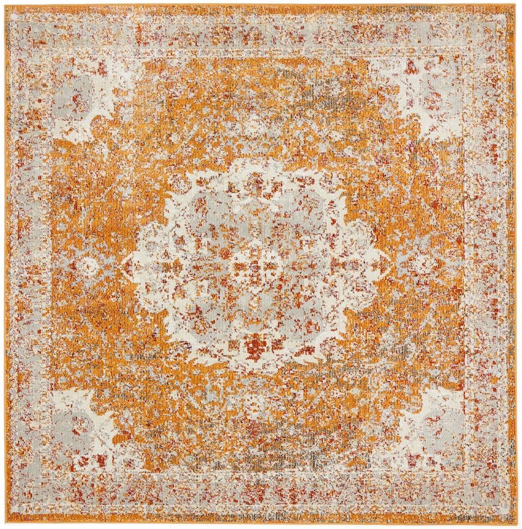 Detalle de RugVista Nadia vintage tapijt 200 x 200 cm, oranje, middelhoge pool