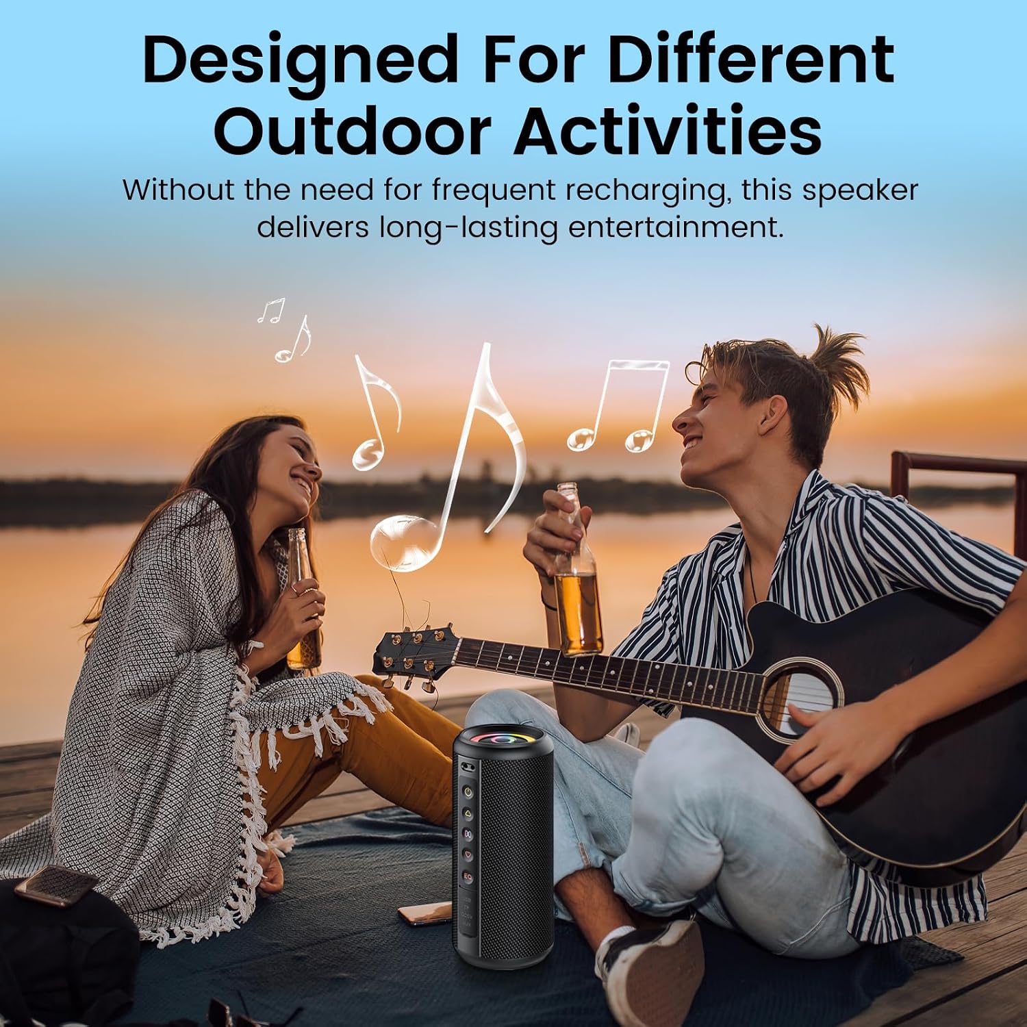 Thumbnail 5 de Portable Bluetooth Speaker with 20W Stereo, Bluetooth 5.4, IP7 Waterproof, 20H Playtime, RGB Lights (M17)