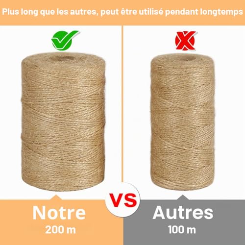 Thumbnail 2 de Vivifying Ficelle de Jute Marron 200 m — Fini naturel pour jardinage et bricolage