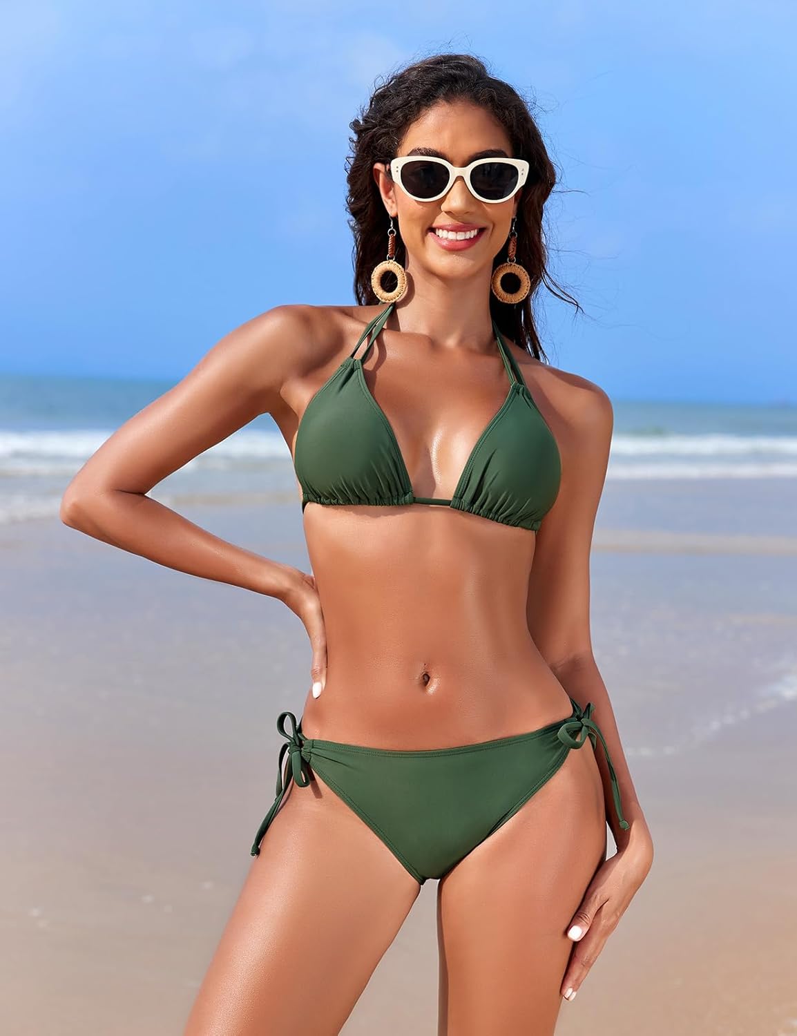 Thumbnail 2 de Svanco Triangel Bikini Damen-Set mit Halskordelbindung – gepolstertes Neckholder-Bikinioberteil