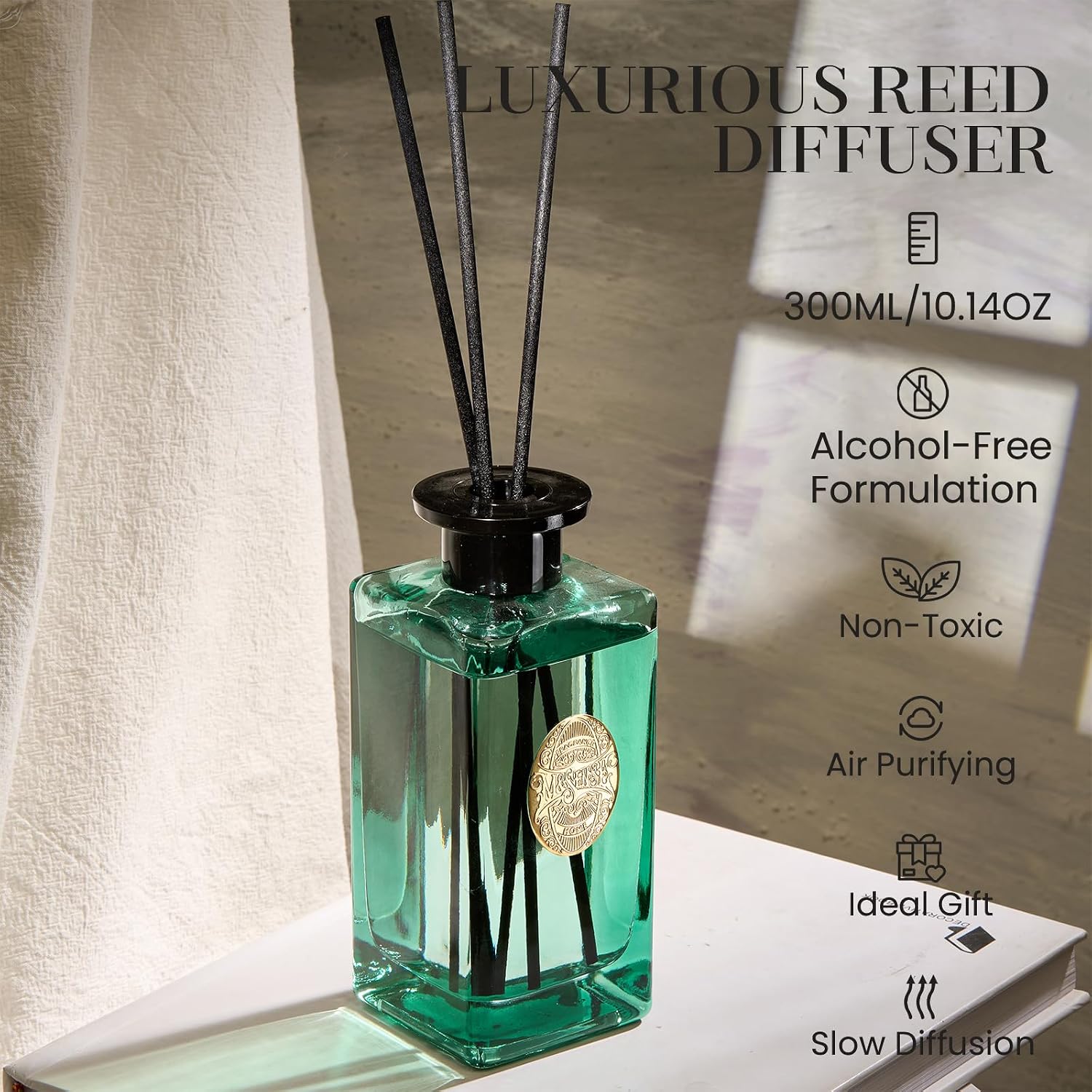 Detalle de M&SENSE Luxury Large Reed Diffuser 300ml – Linen Breeze
