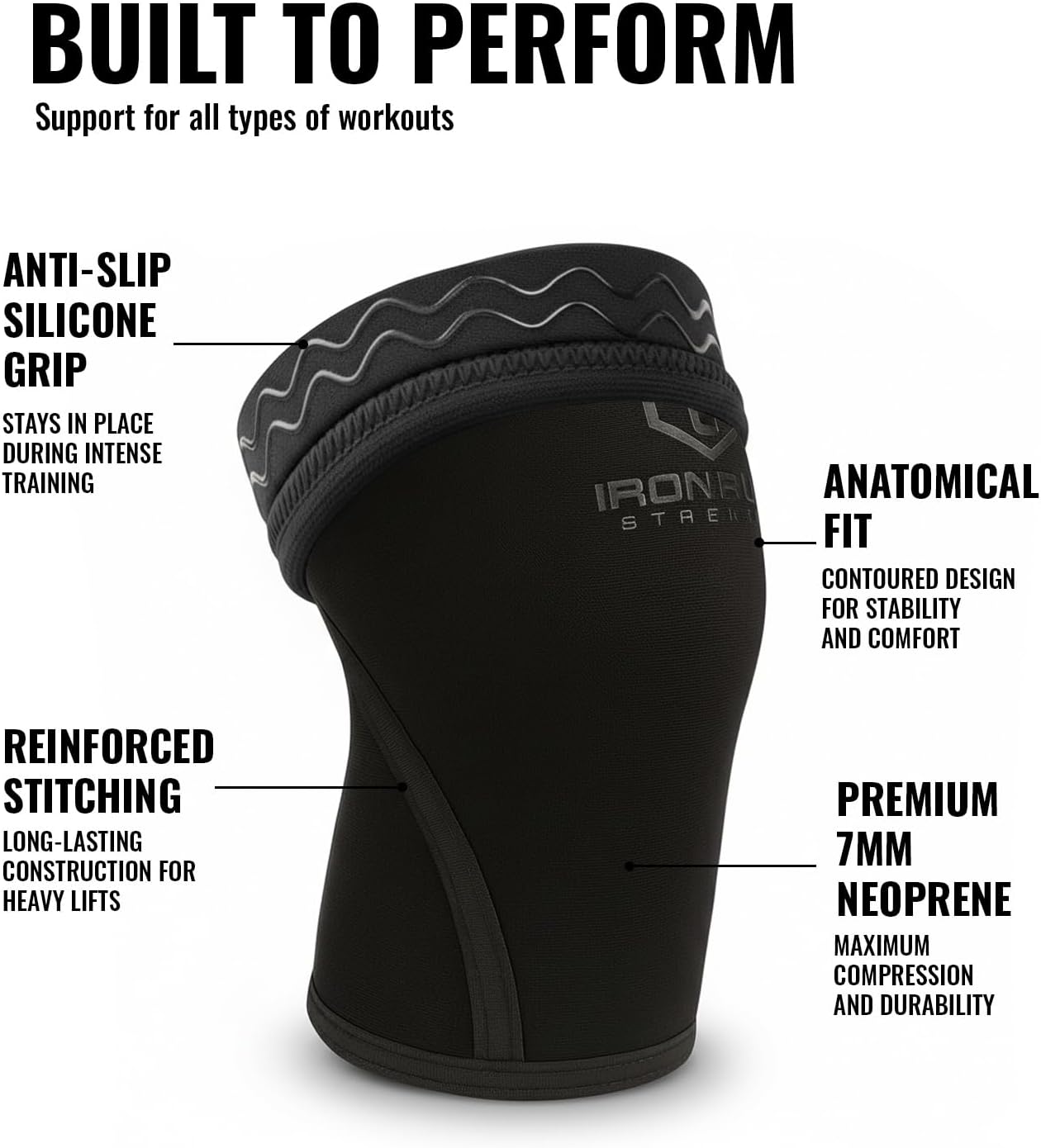 Thumbnail 4 de Iron Bull Strength Knee Sleeves 7mm (1 Pair) – Durable Compression Sleeve for Weightlifting, Powerlifting & Cross Training